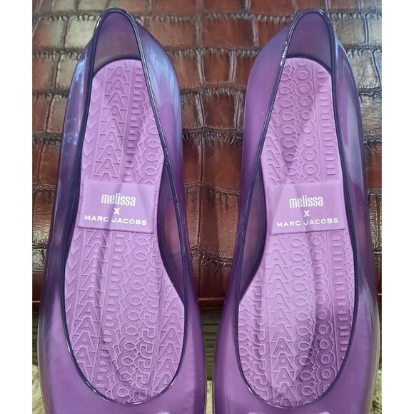 Rare MARC JACOBS + MELISSA Collab LILAC Ruby Ballerina Flats Designer Sz 8 XLNT - Picture 11 of 12